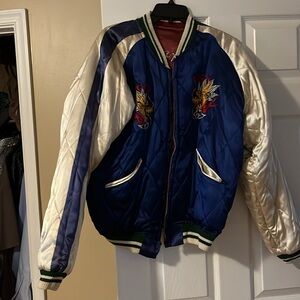 Vintage Satin Souvenir Jacket - Japan - Reversible - Embroidered